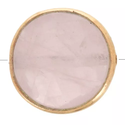 Perla redonda facetada 9mm - Piedra preciosa - Plata de ley 925 dorada - Cuarzo rosa