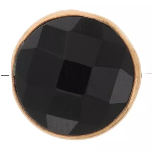 Perla redonda facetada 9 mm - piedra preciosa - Plata de ley 925 dorada - Ónix negro