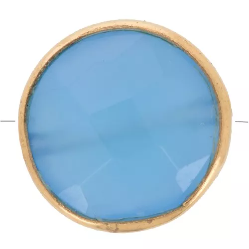 Cuenta redonda facetada de 9mm de piedra preciosa tintada Arg 925 ORO - Onix Azul