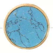 Cuenta redonda facetada 9 mm imitación piedra preciosa Arg 925 ORO - Turquesa