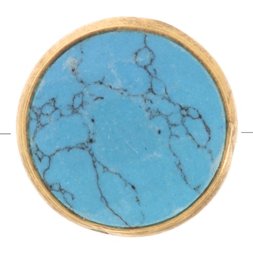 Cuenta redonda facetada 9 mm imitación piedra preciosa Arg 925 ORO - Turquesa