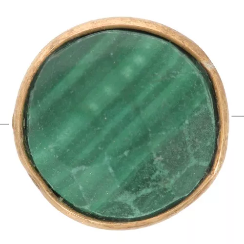 Perla redonda facetada 9 mm - Piedra preciosa - Plata de ley 925 dorada - Malaquita