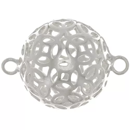 Separadores de bolas de 2 anillas con marca de agua 17x12 mm - Chapado en plata fina x10