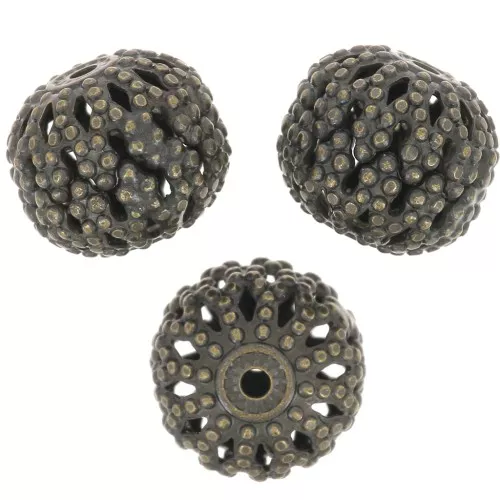 Cuentas redondas de filigrana aplanada 8x7 mm - Bronce x10