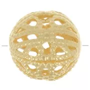 Cuentas redondas de filigrana 12 mm - Chapado en oro x10