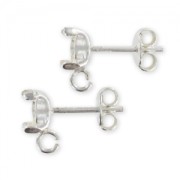 Pendientes con base cabuchón 6 mm anilla de Plata 925 x2