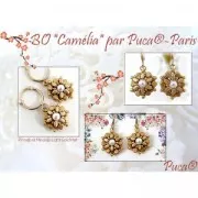 Cuentas de cristal Piros® de Puca® 2x5 mm Opaque White New Picasso x10g