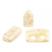 Cuentas de cristal Piros® de Puca® 2x5 mm Opaque White Gold Splash x10g