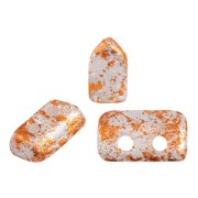 Cuentas de cristal Piros® de Puca® 2x5 mm Opaque White Tweedy x10g