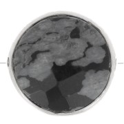 Cuenta de piedra redonda facetada de 9 mm - Plata 925 - Obsidiana moteada x1|raw }}