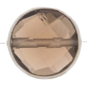 Cuenta de piedra redonda facetada de 9 mm - Plata de ley 925 - Cuarzo ahumado x1|raw }}