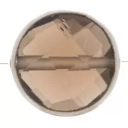 Cuenta de piedra redonda facetada de 9 mm - Plata de ley 925 - Cuarzo ahumado x1