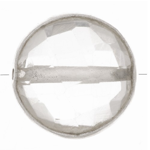 Cuenta de gema redonda facetada 9 mm - Plata 925 - Cristal de roca x1