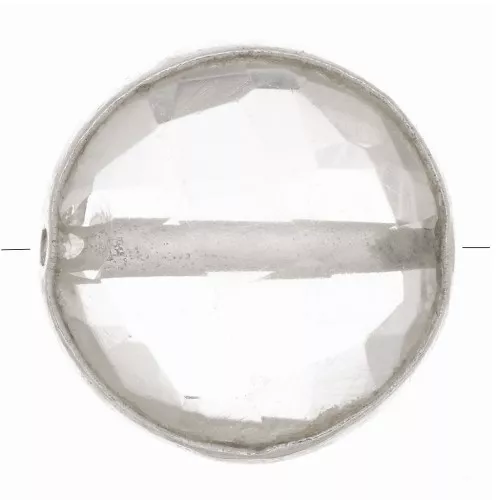Cuenta de gema redonda facetada 9 mm - Plata 925 - Cristal de roca x1