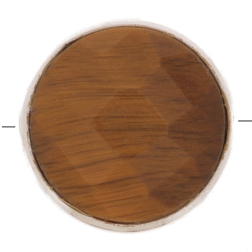 Cuenta de piedra redonda facetada de 9 mm - Plata 925 - Ojo de tigre x1