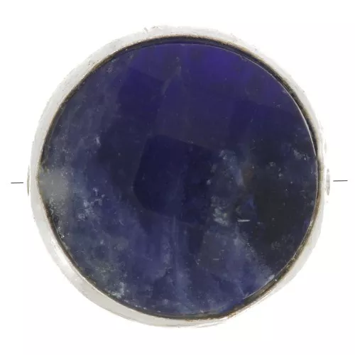 Cuenta de piedra redonda facetada de 9 mm - Plata 925 - Sodalita x1