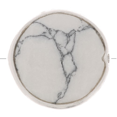 Cuenta de piedra redonda facetada de 9 mm - Plata de ley 925 - Howlita x1