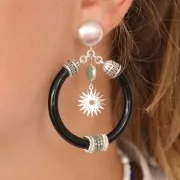 Cuenta de gema redonda facetada 9 mm - Plata 925 - Aventurina x1