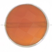 Cuenta de piedra preciosa redonda facetada de 9 mm de plata 925 - Cornalina x1|raw }}