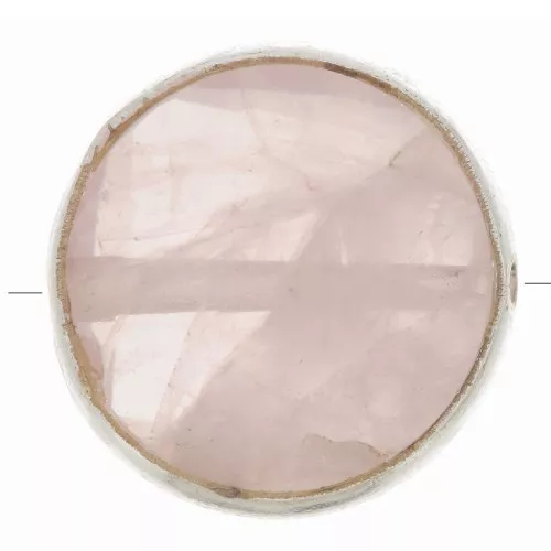 Cuenta de piedra redonda facetada de 9 mm - Plata de ley 925 - Cuarzo rosa x1