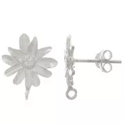 Tachuelas de flor con anillo abierto 15x12 mm - Plata 925 x2