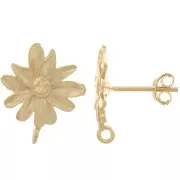 Pendientes Flor con Anillo Abierto 15x12mm - Plata de Ley 925 ORO x2