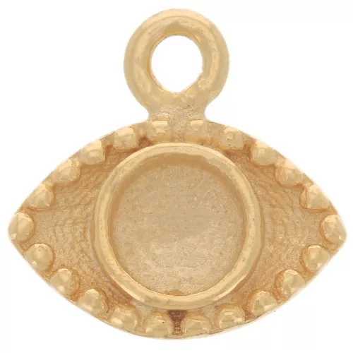 Charm de ojo de 10 mm para cabujón de 4 mm - Plata de Ley 925 Dorada x1