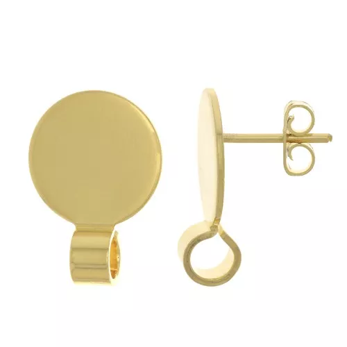 Pendientes de disco de 10 mm con cierre abierto - Chapado en oro x2