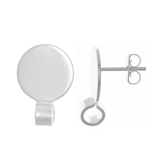 Pendientes de disco de 10 mm con cierre abierto - Plata x2