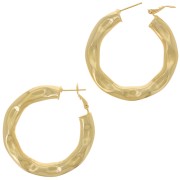 Pendientes de aro ancho martillado 45 mm - Chapado en oro x2