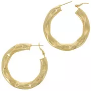 Pendientes de aro ancho martillado 45 mm - Chapado en oro x2