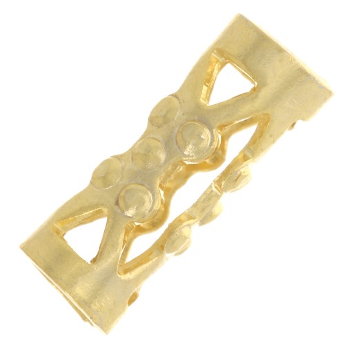 Cuentas de tubo de filigrana con bolitas 8x3 mm - Chapado en oro x6