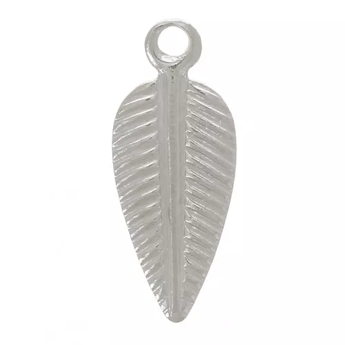 Charms hoja 11x4 mm - Rodio x6