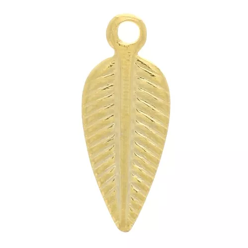 Charms hoja 11x4 mm - Chapado en oro x6