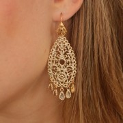 Charm drop trabajado 11x5 mm - Chapado en oro x1