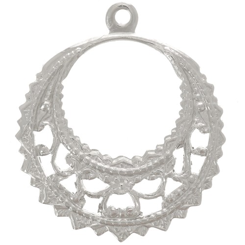 Colgante Filigrana Redonda 22 mm - Rodio x1