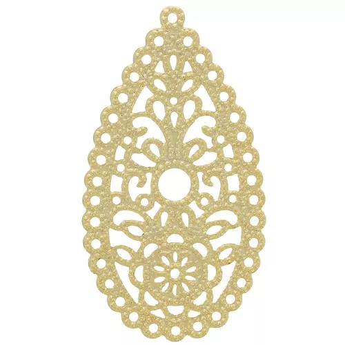 Colgante de candelabro con gota de filigrana 50x27 mm - Chapado en oro x1