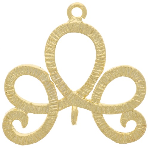 Inserto de diseño acanalado con 2 anillos abiertos 20x21 mm - Chapado en oro x1