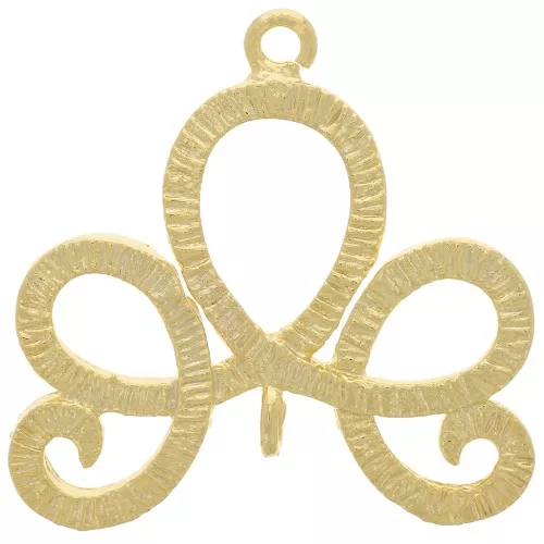 Inserto de diseño acanalado con 2 anillos abiertos 20x21 mm - Chapado en oro x1