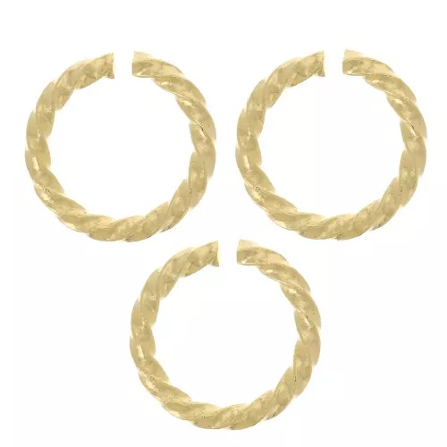 Anillos abiertos redondos trenzados 7x1 mm - Chapado en oro x5