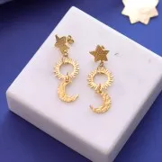 Anillos abiertos redondos trenzados 7x1 mm - Chapado en oro x5