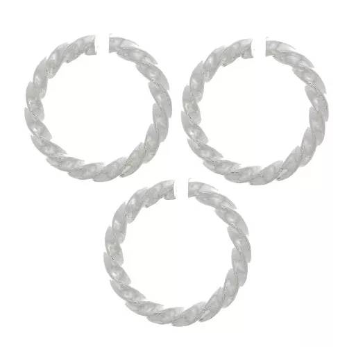 Anillos abiertos redondos retorcidos 7x1 mm - Chapado en plata fina x5