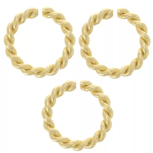 Anillos abiertos redondos trenzados 9,5x1,6 mm - Chapado en oro x5