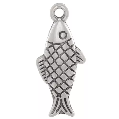 Colgante de pez 20x9 mm - Plateado antiguo x1