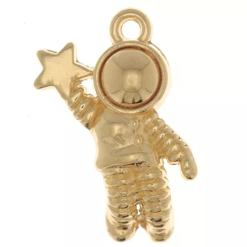 Amuleto de astronauta con estrella 20x11 mm - Chapado en oro x1