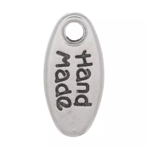Charm drop 11x5 mm - Hecho a mano - Chapado en plata antigua x1