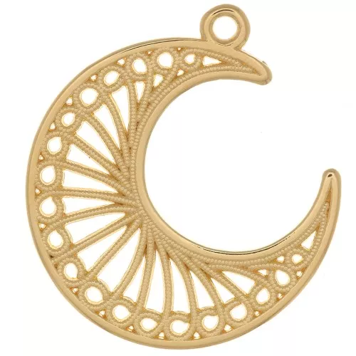 Colgante media luna efecto filigrana 33x28 mm - Dorado con oro fino x1
