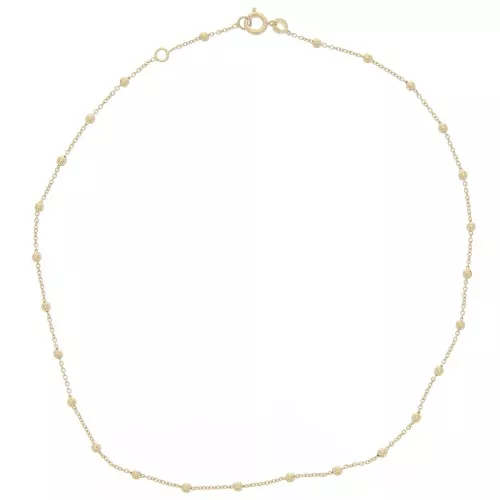 Gargantilla de malla Forçat alternando cuentas redondas de 2,5mm - 3 micras bañadas en oro x37cm