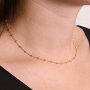 Gargantilla de malla Forçat alternando cuentas redondas de 2,5mm - 3 micras bañadas en oro x37cm