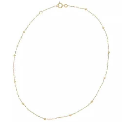 Gargantilla Forçat alternando cuentas redondas de 2.5mm (1x3) - Chapado en oro 3 micras x37cm